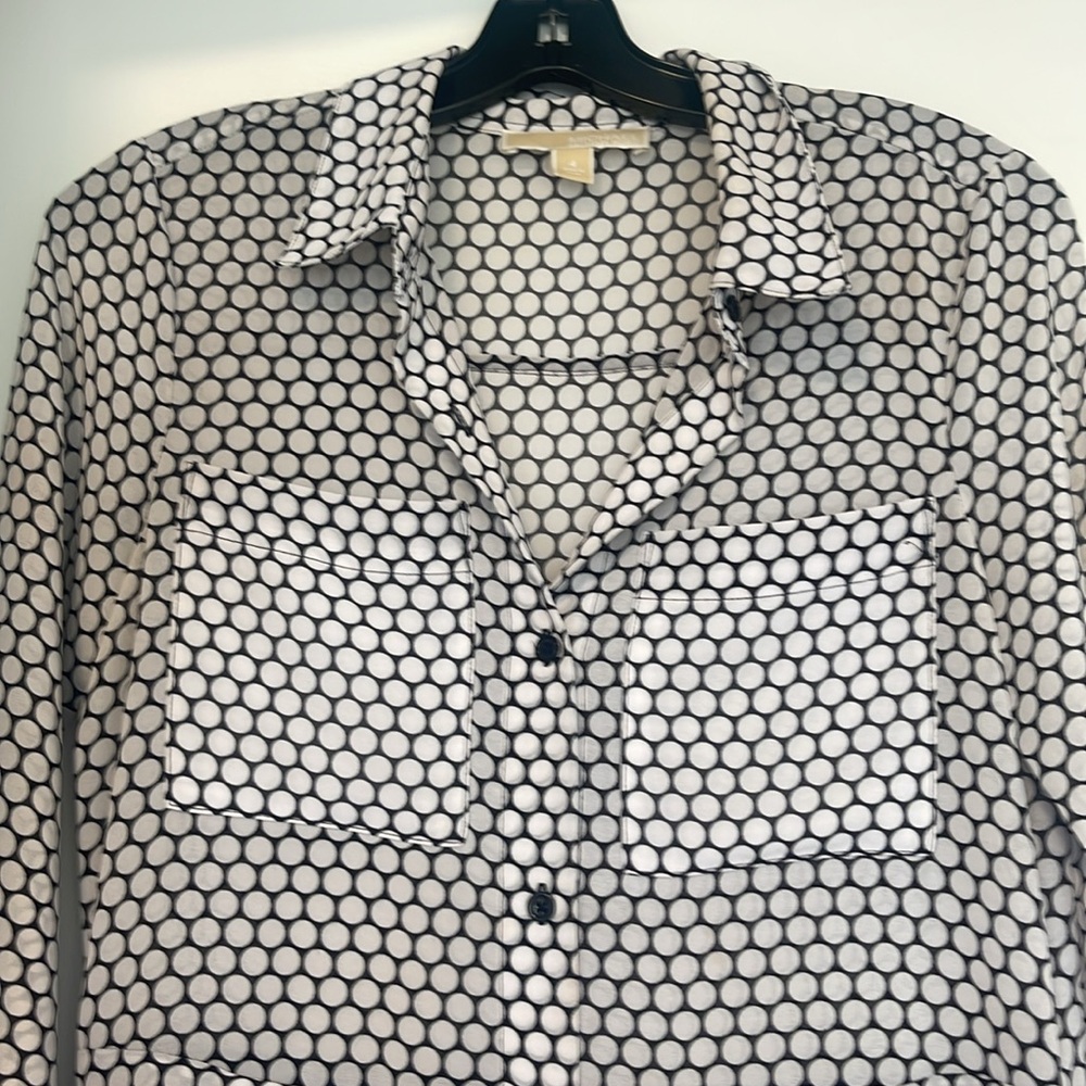 Michael Kors black and white Shirt Dress with box pleats